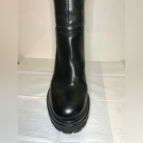 NEW +Tag~ VINCE (Made in Italy)~like COLLIN,BLACK Leather Knee High Lug Boots ~8 - Picture 7 of 10